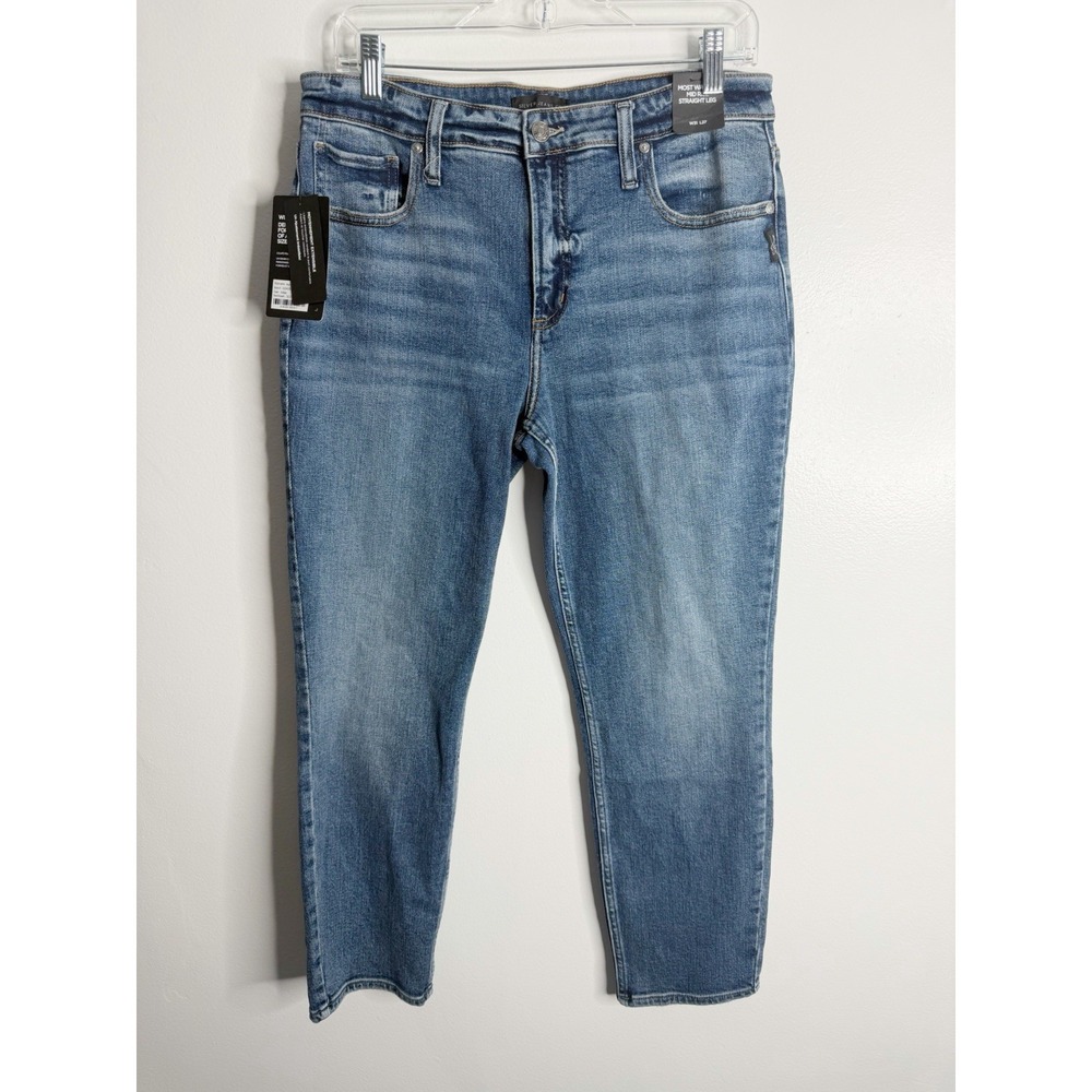 Silver Jeans Most Wanted Mid Rise Straight Leg Size 31 X 27 Edgy Indigo Stretch